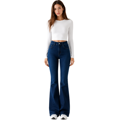 Women's High Waist Stretch Slim Flare Jeans