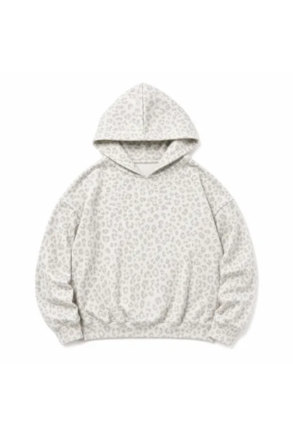 Women Fall Leopard Print Oversized Drop Shoulder Hoodie