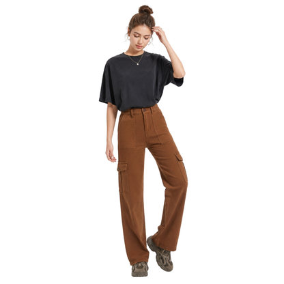 Women's High Waist Multi-Pocket Wide Leg Cargo Jeans