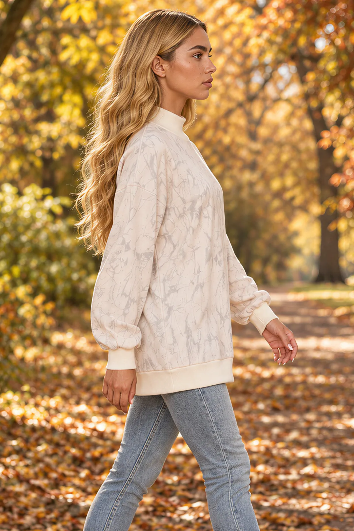 Women's Fall Oversize Crew Neck Pullover Sweatshirt