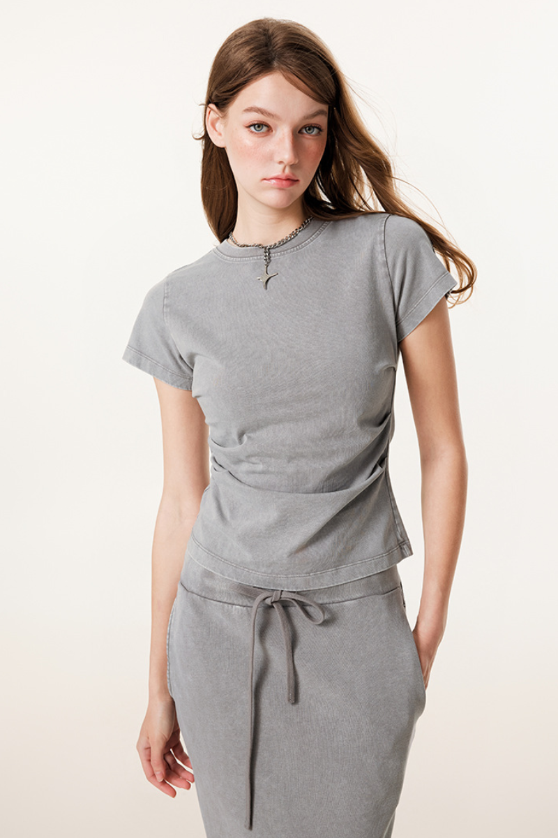 Women's Raw Edge Washed Colorblock Webbing Patchwork Set