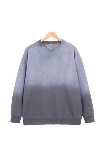 Women Fall Washed Vintage Gradient Crew Neck Sweatshirt