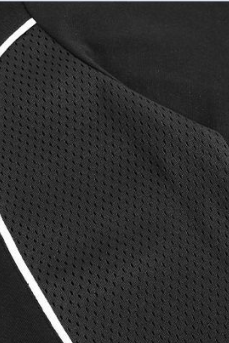 Women Summer Breathable Mesh Panel Contrast Stitch T-Shirt