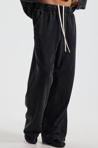 Men's Cotton Vintage-Distressed Raw-Edge Patchwork Pants