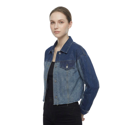 Women's Cropped Two-Tone Denim Jacket