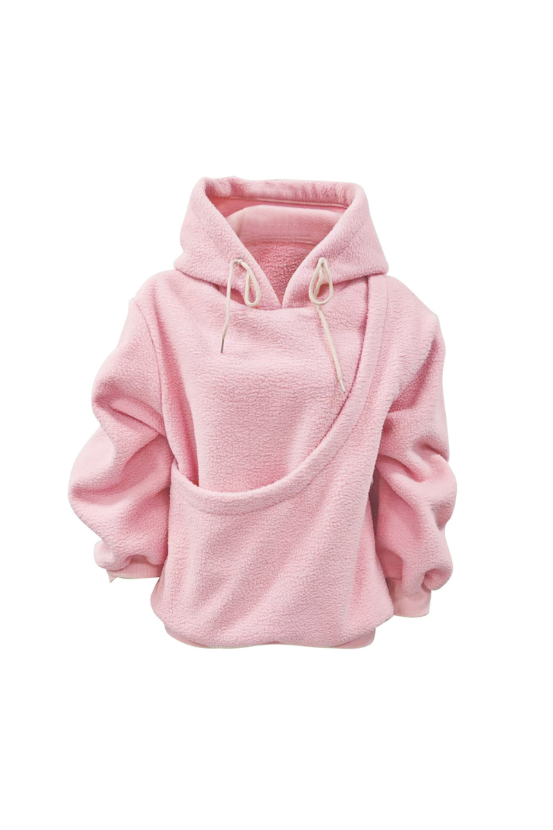 Women Fall Clothing Alpaca Fleece Pet Pocket Hoodie