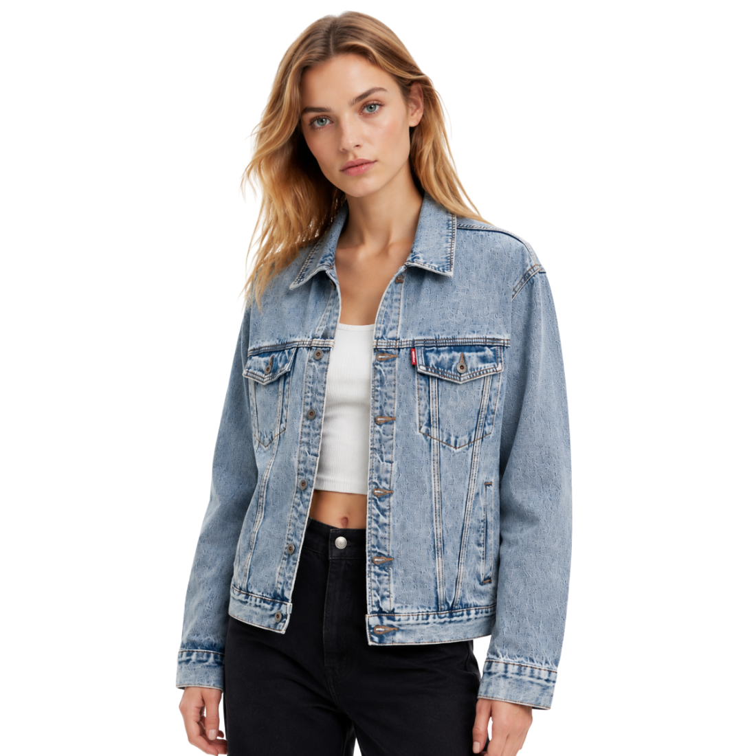 Women's Light Wash Drop Shoulder Denim Jacket