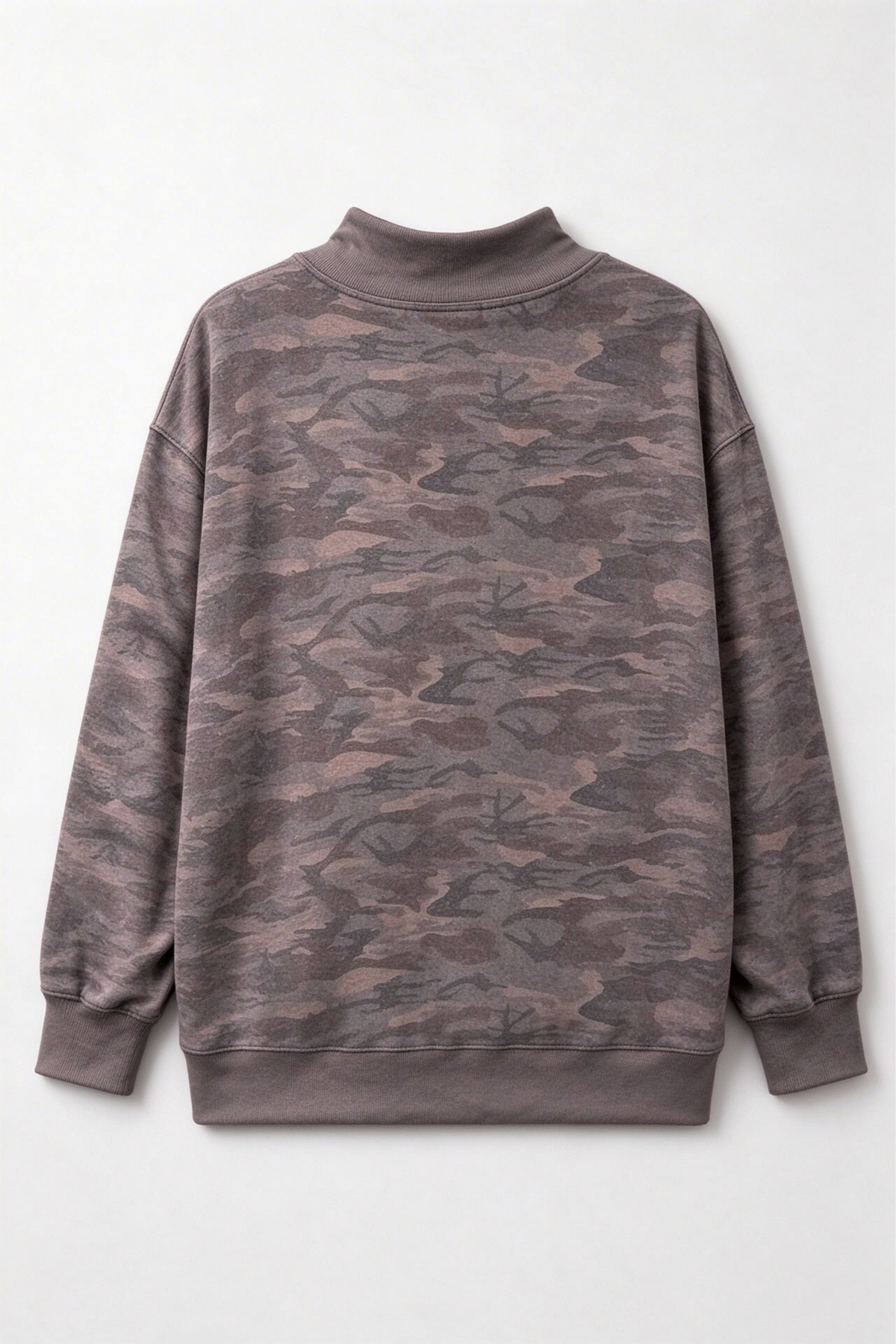 Women's Fall Camo Mock neck Loose Long Sleeve Sweatshirt