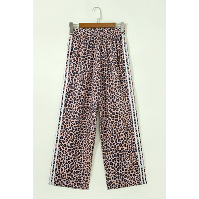 Women Fall Clothing Casual Leopard Stripe Wide Leg Pants