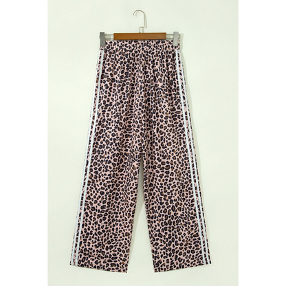 Women Fall Clothing Casual Leopard Stripe Wide Leg Pants