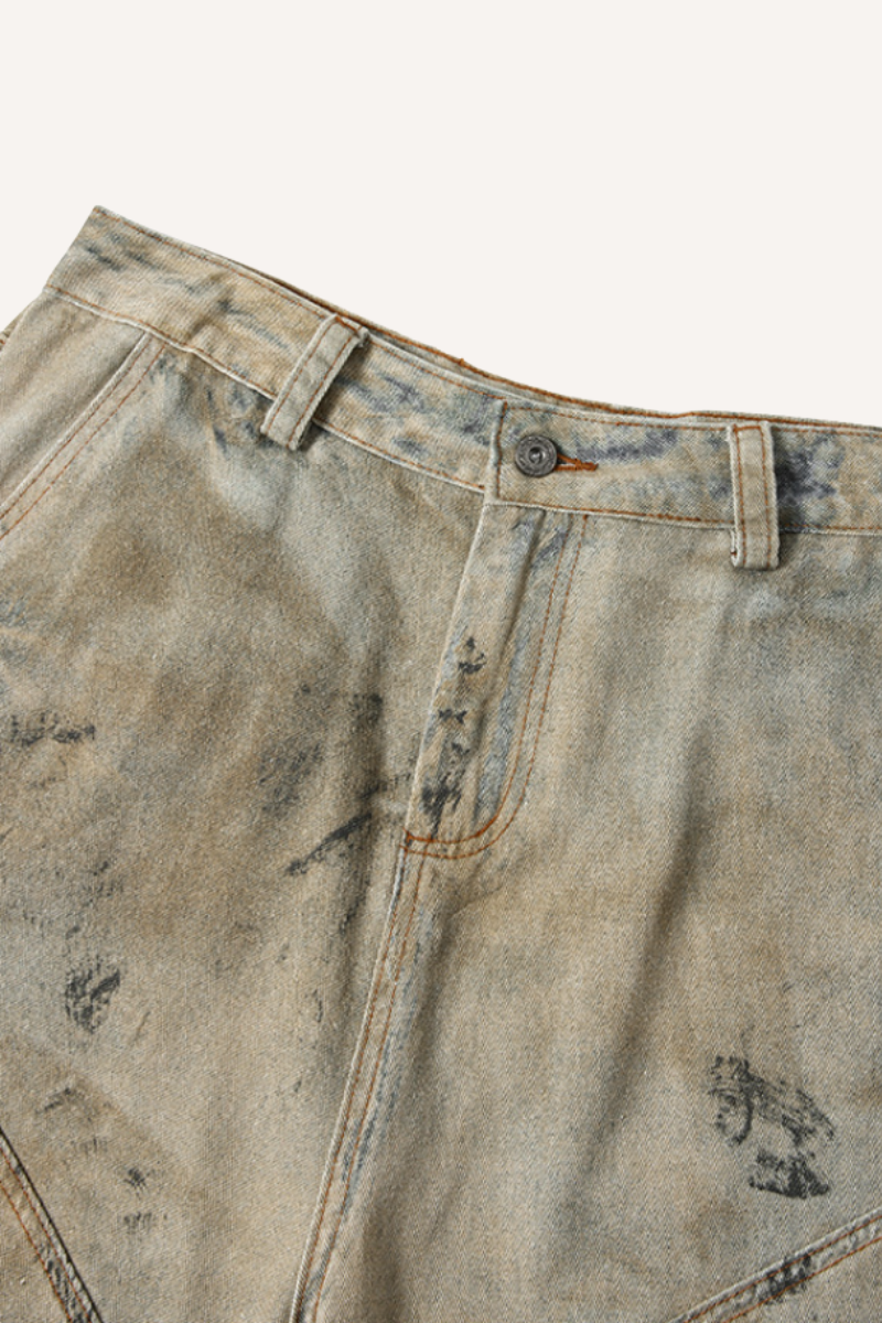 Men's Summer Retro High Street Mud Denim Cityboy 7/8 Shorts