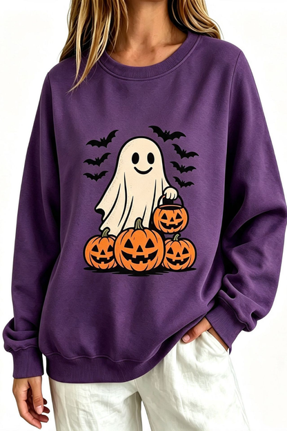 Women Fall Clothing Halloween Ghost Pumpkin Bat Sweatshirt