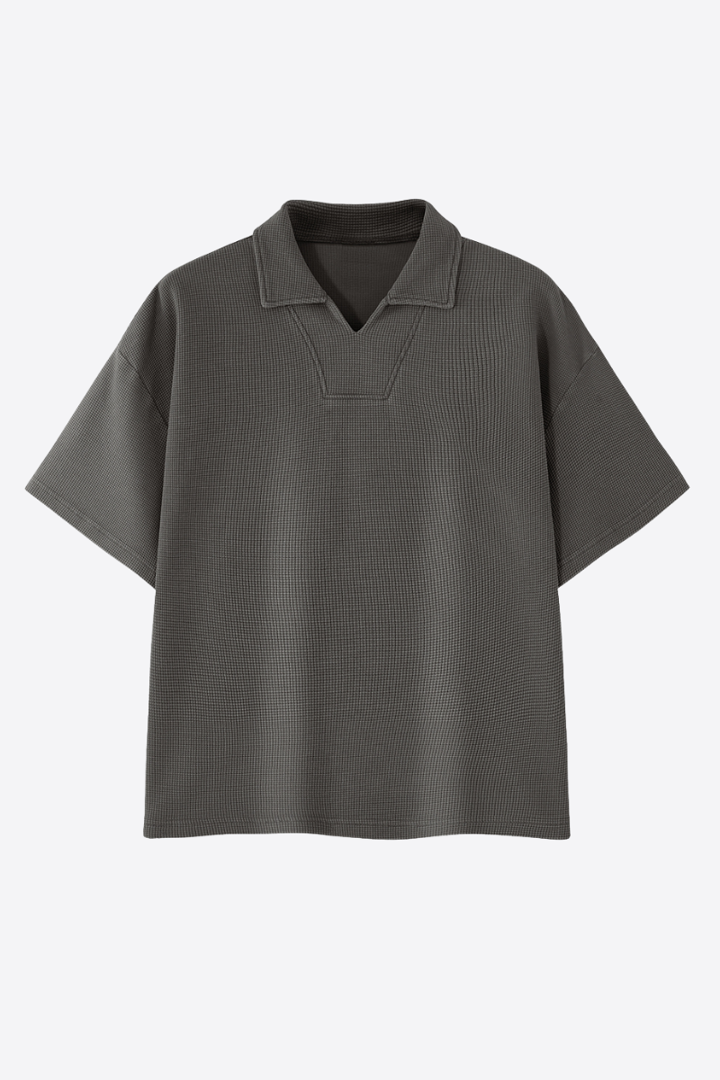 Women's 290g Heavy Waffle Snow Wash V-Neck Polo