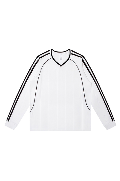 Men Spring Triacetate V Neck Contrast Athletic Long Sleeve