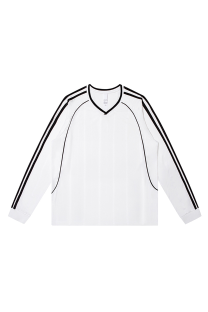 Men Spring Triacetate V Neck Contrast Athletic Long Sleeve