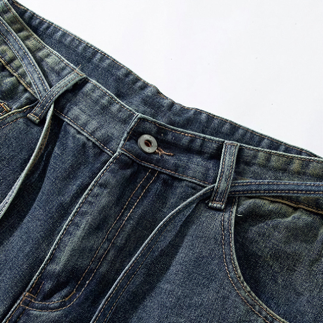 Men's Summer Gradient Ripped Drawstring Denim Shorts