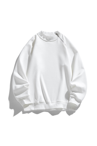 Men Spring Diagonal Zip Mock Neck Oversized Sweatshirt