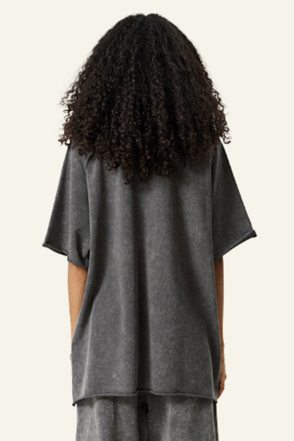 Women's Washed Wax-Dyed Cotton  T-shirt.
