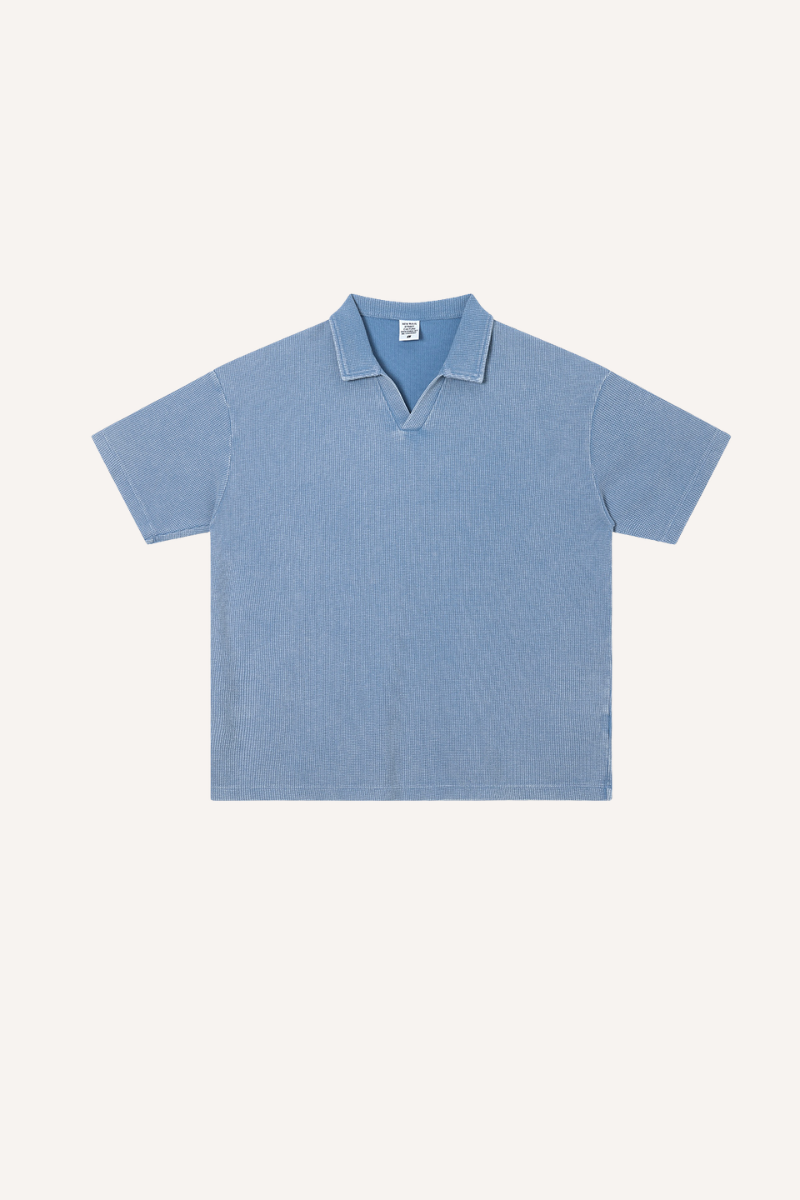 Men's Summer Vintage Washed Waffle Breathable Loose Polo