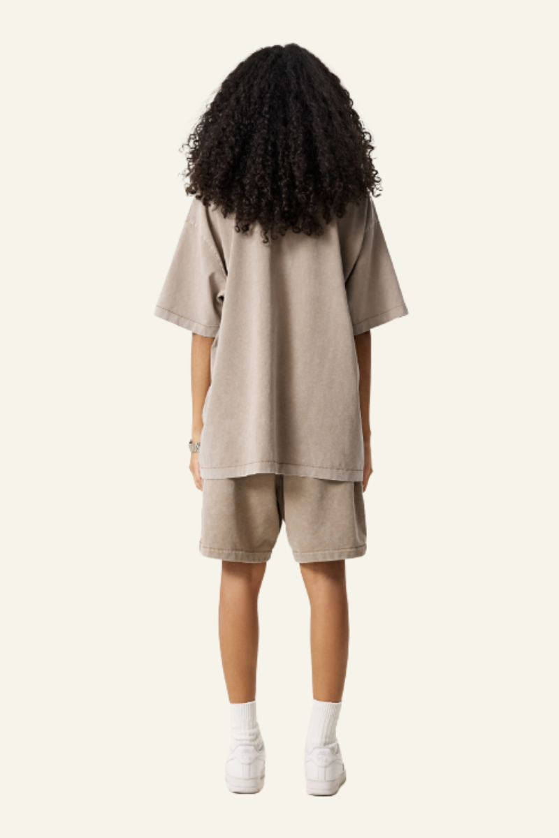 Women's Cotton Dopamine Set: T-shirt & Athletic Wear Short