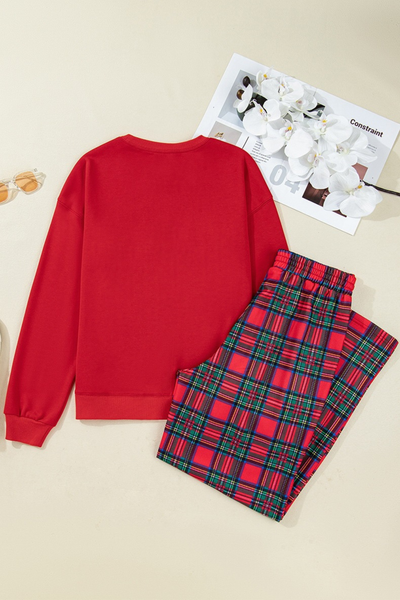 Women's Fall Christmas Loose Print  Loungewear Set