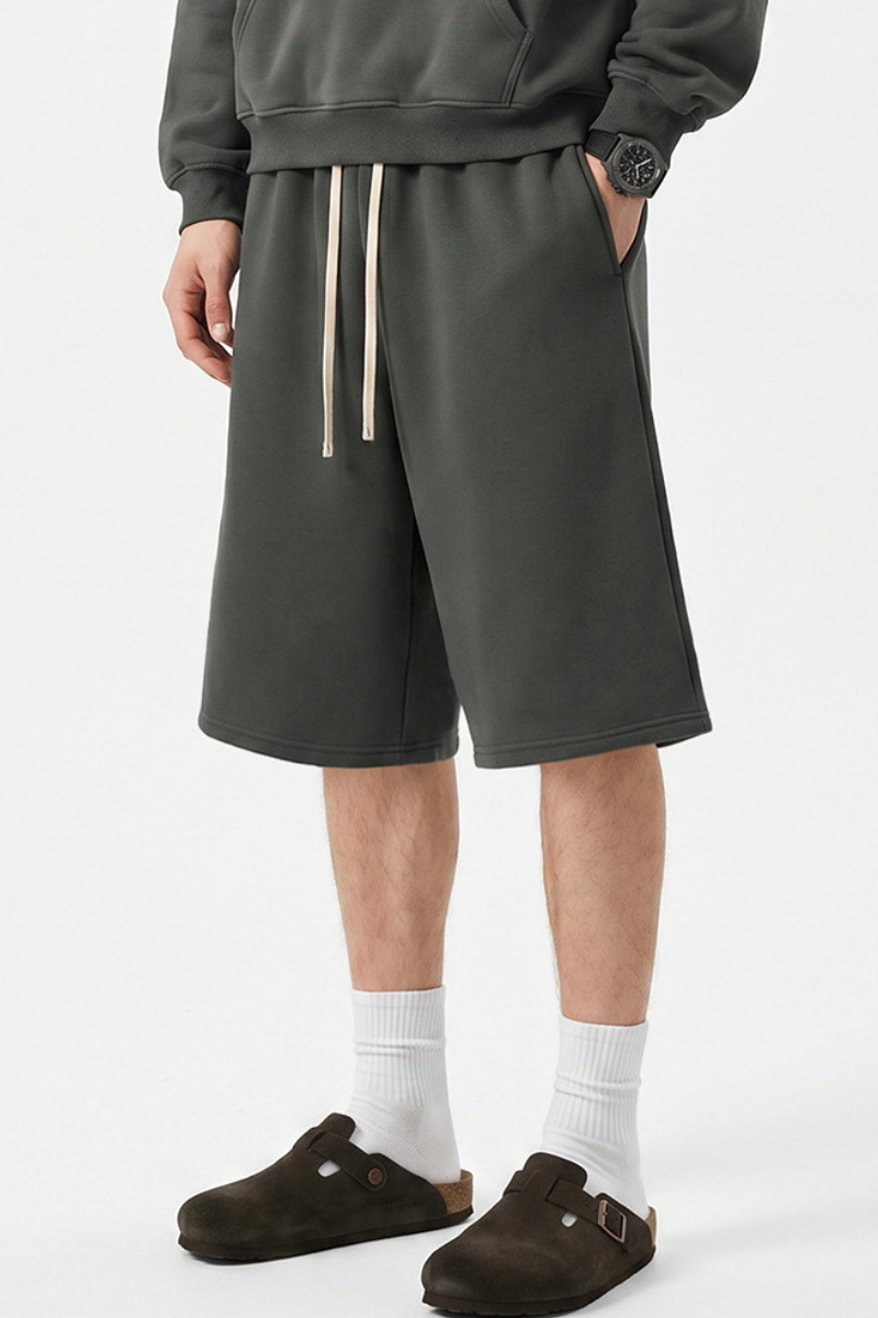 Men Fall Clothing Fleece Lined Drawstring Five Inch Shorts