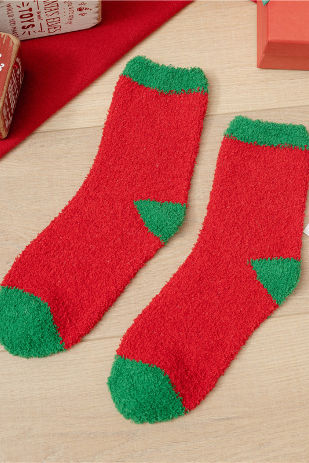 Women's Christmas Coral Fleece Santa Elk Tree Mid Calf Socks