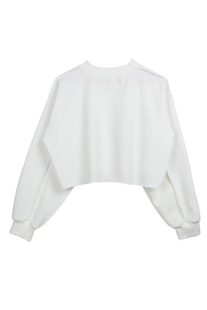 Women Spring Raw Hem Exposed Seam Cropped Sweatshirt