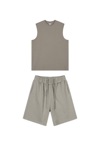Unisex Summer American Sorona Tank & Loose Shorts Set
