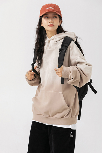Unisex Retro Washed Gradient Cotton Loose Hoodie