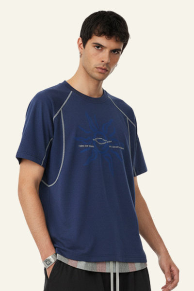 Men's Streetwear Color Block Printed T-shirt