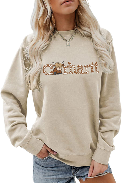 Women Winter Christmas Highland Cow Graphic Sweatshirt