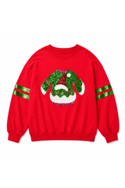 Women Fall Clothing Christmas Sequin Applique Sweatshirt
