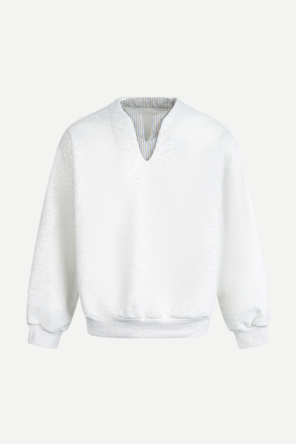 Men's Spring 2026 Mock Layer Henley V-Neck Long Sleeve Sweatshirt