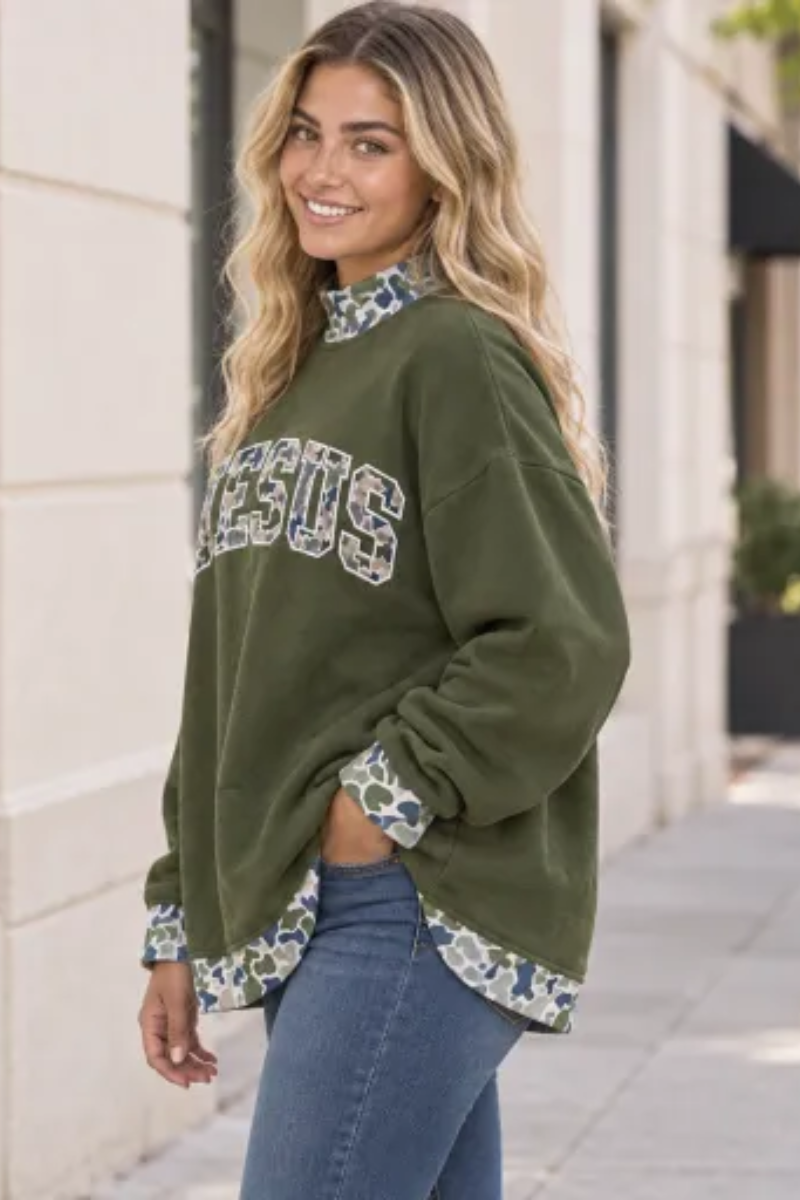Women Fall Clothing Mallard Contrast Trim Sweatshirt