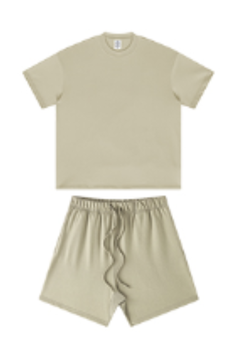 Men's Summer Heavy Solid Outdoor Street Tee & Shorts Set