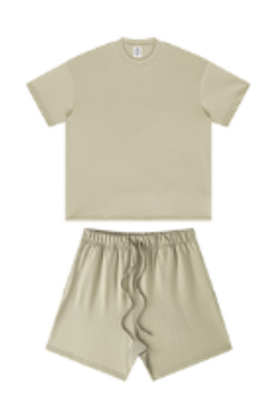 Unisex Summer Heavy Solid Outdoor Street Tee & Shorts Set