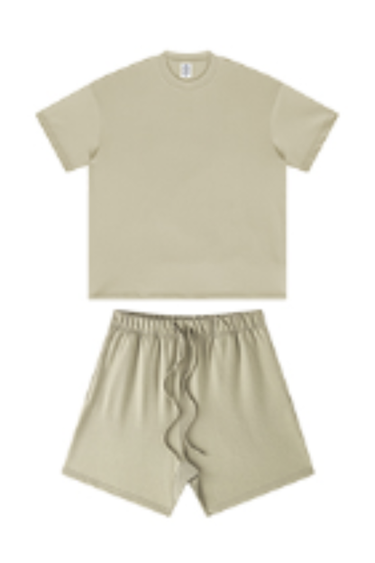 Men's Summer Heavy Solid Outdoor Street Tee & Shorts Set