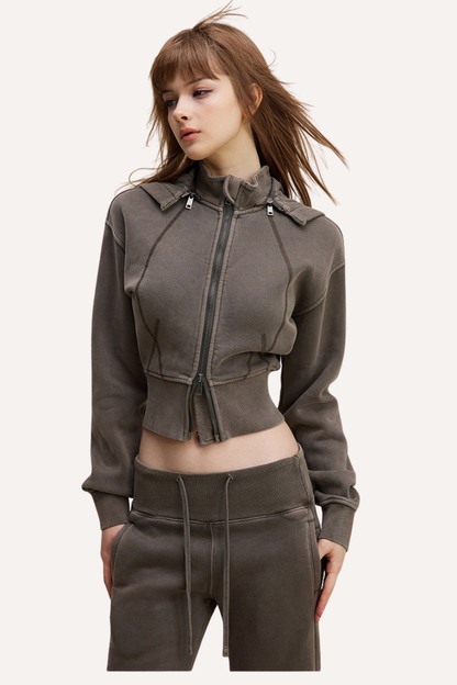 Women's Fall Fleece Open Front Sweatshirt & Pants Set - Slim