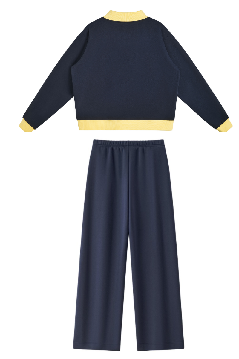 Women Fall Mock Neck Sweatshirt Wide Leg Pants Set