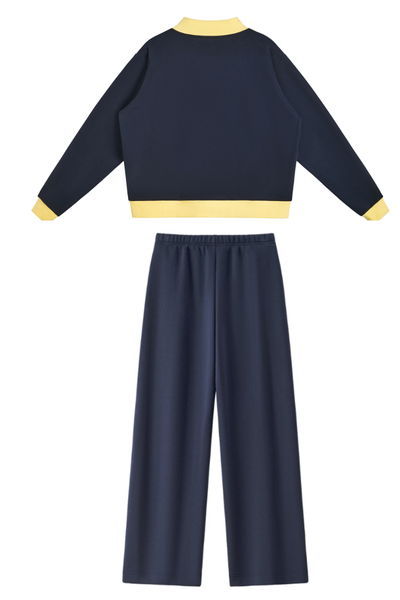 Women Fall Clothing Mock Neck Sweatshirt Wide Leg Pants Set
