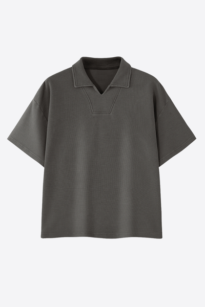 Men's 290g Heavy Waffle Snow Wash V-Neck Polo