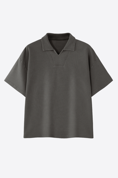 Men's 290g Heavy Waffle Snow Wash V-Neck Polo