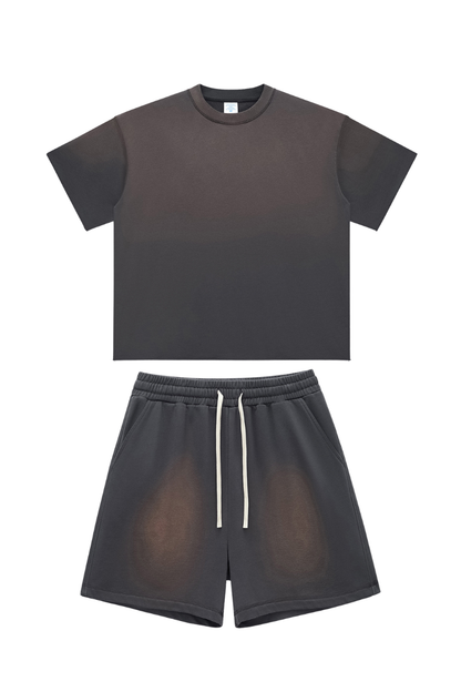 Men's American Washed Spray Bright Tee & Shorts Set