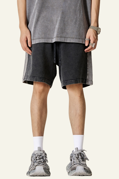 Men's Cotton Streetwear Color-Block Vintage Patchwork Shorts