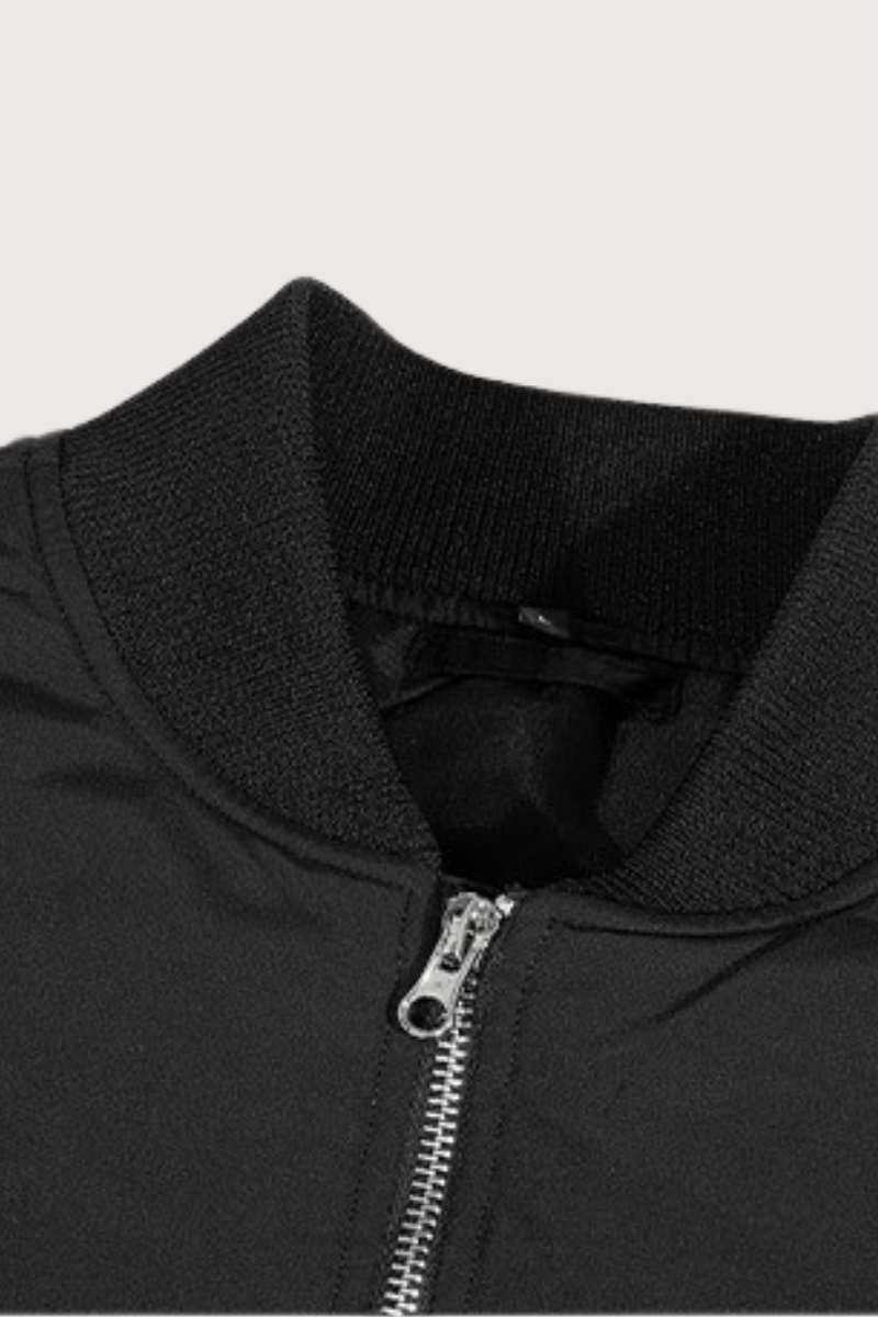 Men's Cropped Minimalist Solid-Color Bomber Jacket