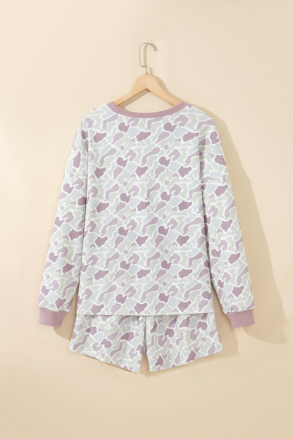 Women's Fall Camo Print Loose Two Piece Set