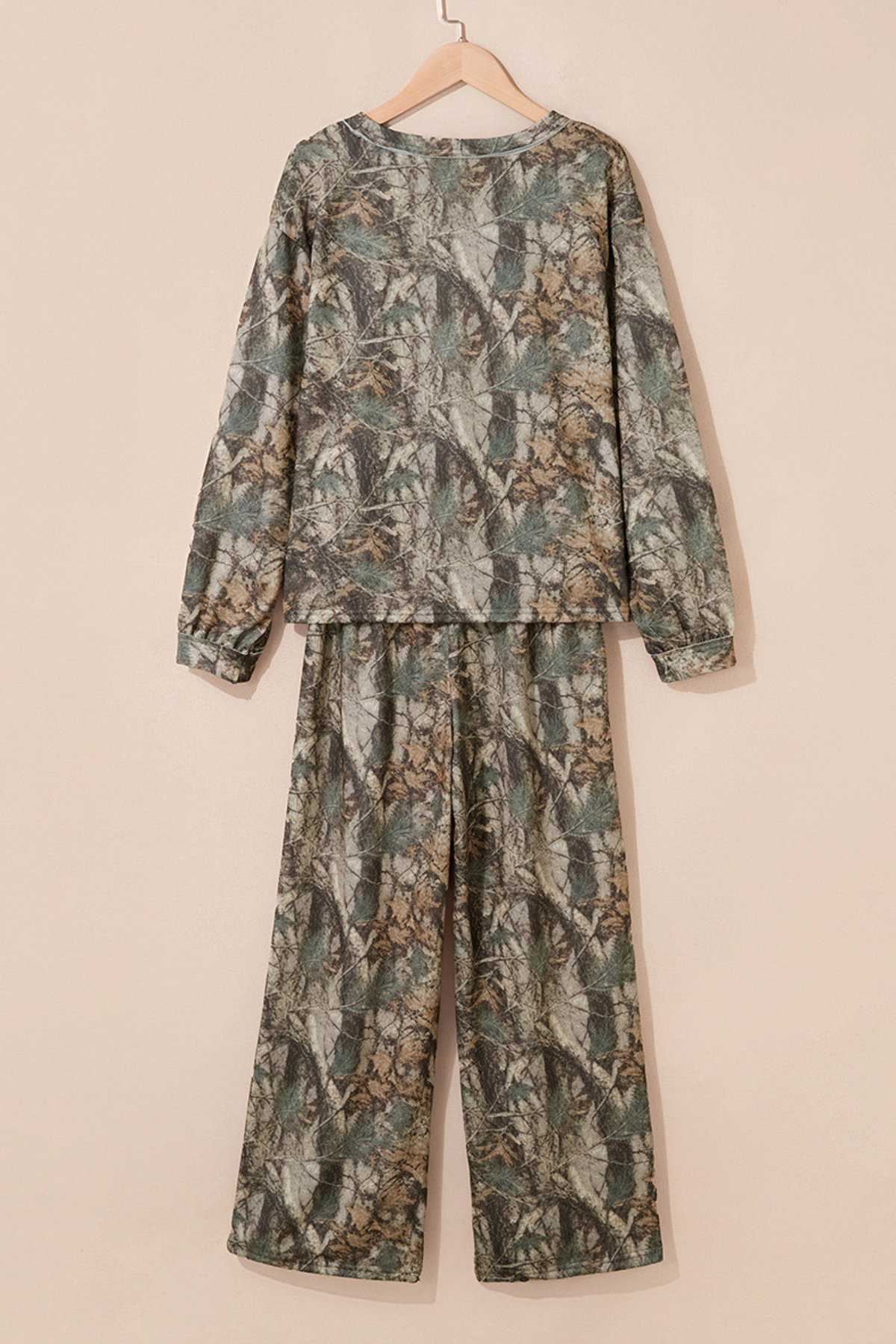 Women's Fall Abstract Print Multi-Pocket 2 Piece Set