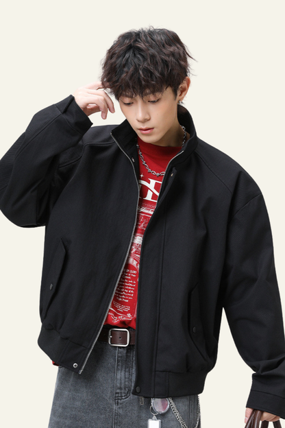Men's Streetwear Stand Collar Zip-Up Jacket