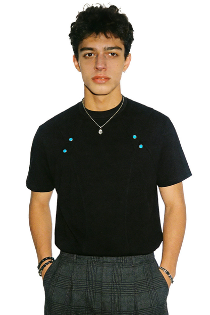 Men's Summer 320g Heavy TurquoiseDiagonalStitch Crewneck Tee